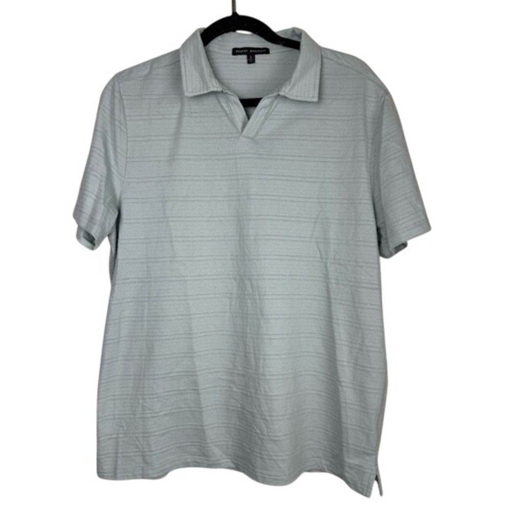 Robert Barakett Freetown Open Collar Polo Light Blue Johnny Neck Mens L